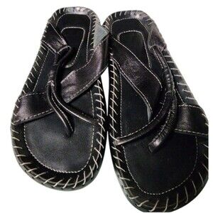 African Hand Made Sandals Mens 7 US 9 Made in Ghana by Kwame Baali Black Leather